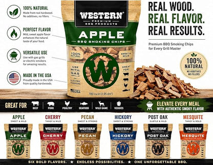 Western Wood Smoking Chip Variety Pack of 6, 180 cu in per Bag