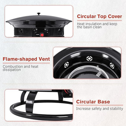 Devoko 19 Inch Smokeless Propane Fire Pit 53000 BTU Portable for Outside,Backyard, RV Camping and Beach Party