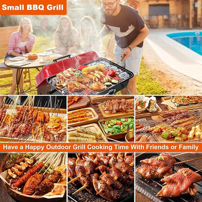 Portable Charcoal Grill,Small Camping Charcoal Grills,Outdoor Tabletop Grill,Mini Portable Barbecue Grill with Lid for Outdoor Camping Backyard Garden Cooking Picnic
