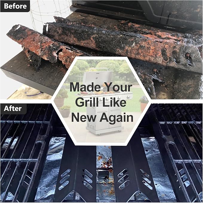 Hiorucet Grill Grease Tray Replacement Parts for Dyna Glo DGF493BNP, Backyard Grill BY13-101-001-12, Adjustable 24''-30'' Drip Pan, Grid Cooking Grates, Heat Plate Tent Shields, Burner and Igniter.