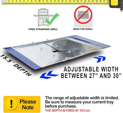 Adjsutable Grease Tray for Gas Grill (27-30 inches), Fits 4/5 Burner Grills from Nexgrill, Dyna Glo, Backyard Grill, BHG, Uniflame & Others, Universal Drip Tray with Catch Pan