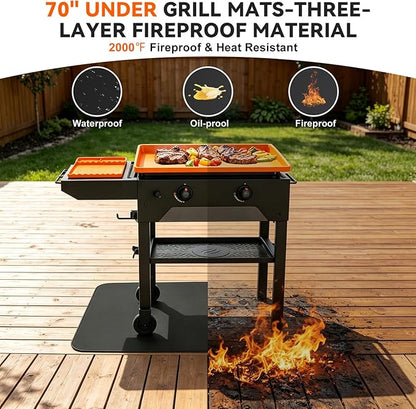 Silicone Grill Mat Set for Blackstone 36" Griddle – 36" Edge-to-Edge Griddle Mat, 16" Tool Mat & 70" Floor Mat, Heat Resistant, Waterproof, Helps Protect Griddle from Rust & Bugs, Keeps Decks Clean