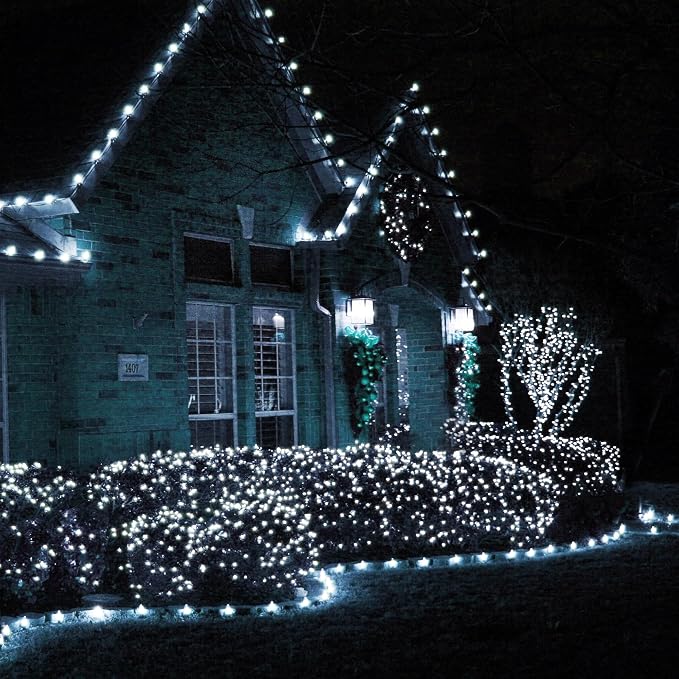 Dazzle Bright Outdoor Christmas String Lights, 1000 LED 328 FT Plug in Fairy Light with Remote Control 8 Modes & Timer, Waterproof Decoration for Home Garden Yard Xmas Wedding, White