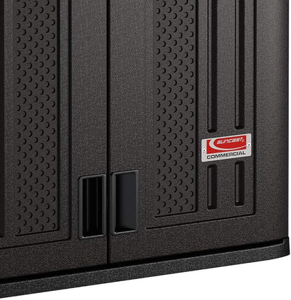 Suncast Commercial 4 Cubic Ft. Heavy-Duty Resin Wall Cabinet with Adjustable Metal-Reinforced Shelf, and Lockable Handles for Indoor and Outdoor Storage, Black, Made in the USA