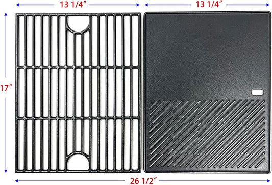 DC133 Cast Iron Cooking Grate and Griddle Replacement for Nexgrill 720-0830H, 720-0783E, 720-0888N, 720-0888, 720-0697, For Charbroil 463241113, 463449914, Kenmore 720-0670A, 41516106210