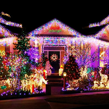 Dazzle Bright 164 FT 500 LED Christmas String Lights, Waterproof Green Wire String Lights with 8 Modes, Outdoor Christmas Decorations for Indoor Garden Party Yard Decor (Multi-Colored)