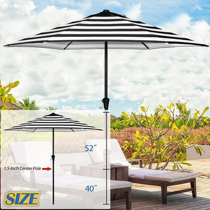 Sunnyglade 9FT Outdoor Patio Umbrella, Market & Table Umbrella with 6 Sturdy Ribs and Crank System, Fade-resistant & Waterproof for Garden Backyard Poolside Deck