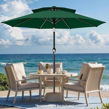 AreShark 10ft 2 Tiers Patio Umbrella - Outdoor Umbrella Waterproof UV Protection, Market Table Umbrella w/Push Button Tilt&Crank for Pool, Porch, Garden(Dark Green)