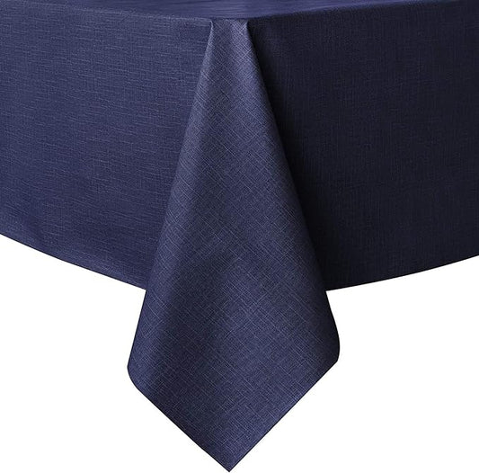 sancua Waterproof Rectangle Vinyl Tablecloth Table Cloth 60x84 Inch, Navy | 100% Oil Spill Proof, PVC Material, Wipe Clean Table Cover for Dining Tables, Buffet Parties and Camping