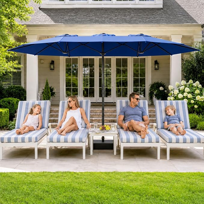 Sannwsg Outdoor Patio Umbrella,Table Umbrella with Push Button Crank,Market Umbrella with 8 Sturdy Ribs,Yard Umbrella