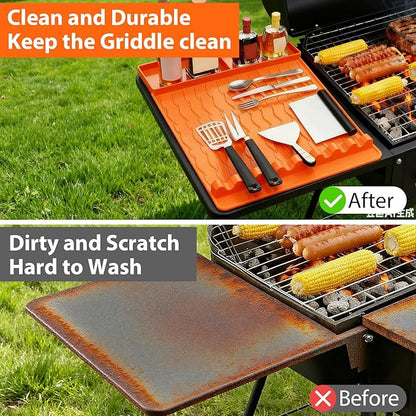 Jalopink Heat-Resistant Silicone Grill Mat Compatible with Blackstone, 15.75"x11.5" Non-Stick BBQ Grill Pad, Reusable Outdoor Spatula Mat for Griddle, Kitchen, Patio Accessories(Orange)
