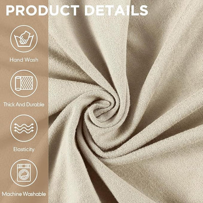 Peryiter 2 Pcs Couch and Loveseat Sofa Covers,Beige,Milk Silk | Armchair Covers for Living Room, Sofa Cushion Slipcover 2/3 Seater, Furniture Protector, Polyester and Spandex, Washable