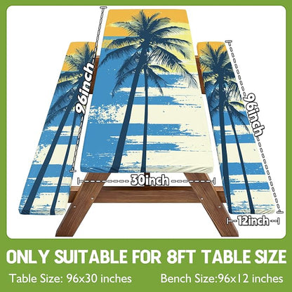 Picnic Table Cover with Bench Covers Table Cloth Tablecloth Glamping Furniture Decor Camp Camper Camping Essentials Outdoor Summer Beach Roadtrip Motorhome Trailer Rv Travel Vacation Canping Gear Kit