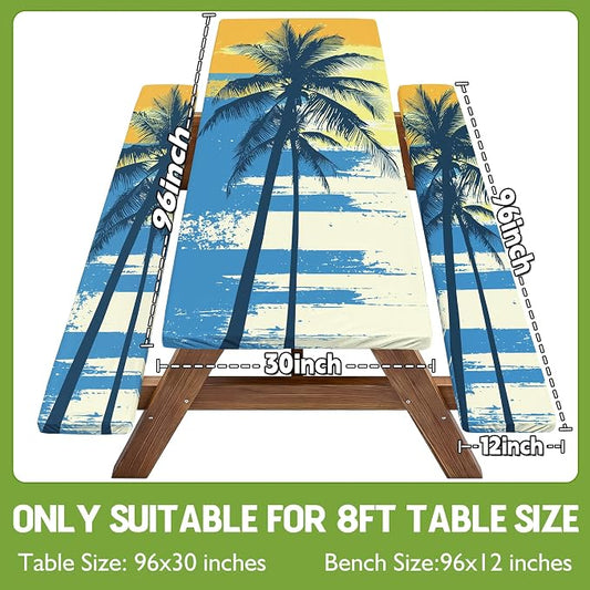 Picnic Table Cover with Bench Covers Table Cloth Tablecloth Glamping Furniture Decor Camp Camper Camping Essentials Outdoor Summer Beach Roadtrip Motorhome Trailer Rv Travel Vacation Canping Gear Kit