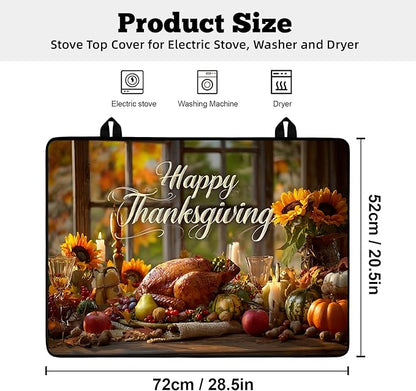 Multi-Design Stove Cover for Glass/Electric Stoves - 3-in-1 Heat-Resistant Protector Mat, Non-Slip Drying Rack 28"x20"