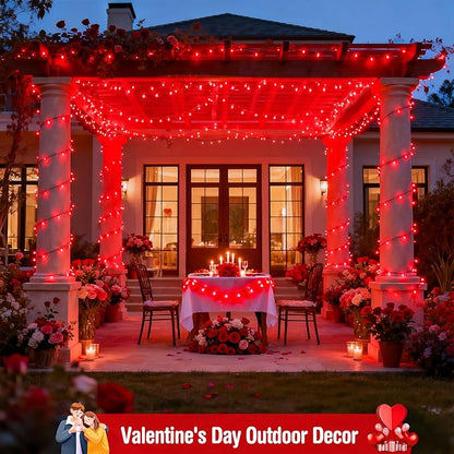 JMEXSUSS 2 Pack Solar String Lights Outdoor Waterproof, Total 66 FT 200 LED Solar Christmas Lights Outdoor, Twinkle Light for Christmas Tree Outside Garden Yard Xmas Decor, Red