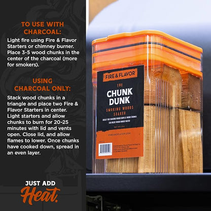 Fire & Flavor Hickory Wood Chunks for Smoking and Grilling - All-Natural, Long-Lasting with a Mildly Sweet Flavor - Large Chunk Wood Chips for Smokers,Red