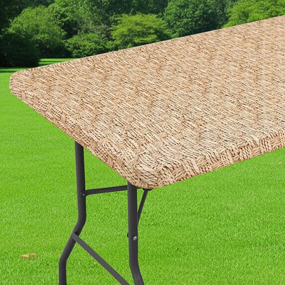 Smiry Spandex Fitted Tablecloth for 5 Foot Rectangle Tables, Washable Picnic Table Cover with Elastic, Stretch Reusable Table Cloth for Outdoor, Camping, Dining & Kitchen (Weave, 30"x60")
