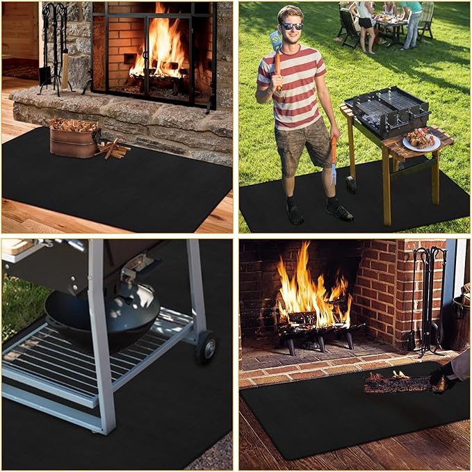 26x46inch Fireproof Hearth Mats for Fireplaces Fire Resistant Rectangle Fire Pit Mat,Fireproof Grill Pads,Under Grill Mat for Outdoor Charcoal, Smokers, Gas Grills, Deck and Patio Protective Mats