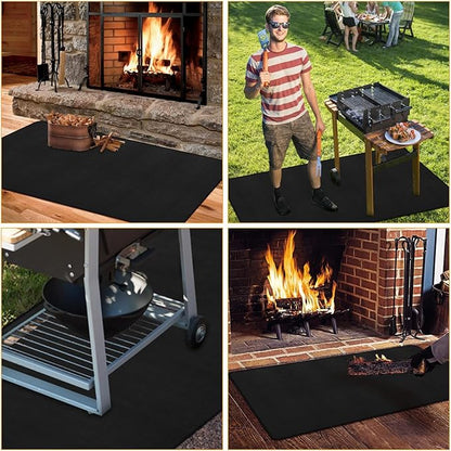 26x46inch Fireproof Hearth Mats for Fireplaces Fire Resistant Rectangle Fire Pit Mat,Fireproof Grill Pads,Under Grill Mat for Outdoor Charcoal, Smokers, Gas Grills, Deck and Patio Protective Mats
