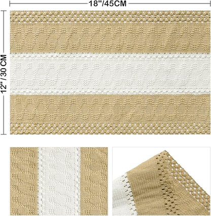 Artoid Mode Burlap Brown Farmhouse Rustic Placemats Set of 4,12x18 Inch Seasonal Hollow Table Mats Party Kitchen Dining Decoration