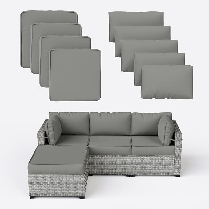 9 Pcs Outdoor Patio Cushions Covers Replacement Sets, Covers Only | 9 Pcs Patio Cushions Covers Replacement UV Resistant, Water Anti-Slip, Heavy-Duty Zippers for 5 Pcs Patio Furniture Set