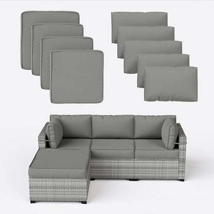 9 Pcs Outdoor Patio Cushions Covers Replacement Sets, Covers Only | 9 Pcs Patio Cushions Covers Replacement UV Resistant, Water Anti-Slip, Heavy-Duty Zippers for 5 Pcs Patio Furniture Set