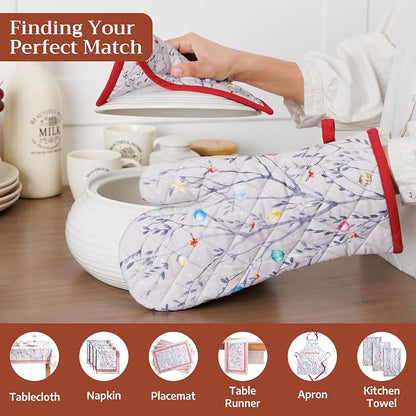 Maison d' Hermine Pot Holders 100% Cotton Potholders (8" x 8", Pack of 2) | Heat Resistant Hot Pads with Loop BBQ Cooking Baking Hotel Kitchen Handling Hot Pans Thanksgiving Christmas - Fairy Christmas