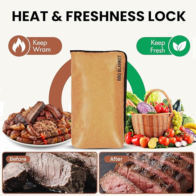 BBQ Blanket for Resting Meat, Reusable Meat Resting Bag for Smoking, BBQ Accessories for Brisket, Beef and Pork. Blanket for Grilling, Gifts for Men Women, BBQ Lovers Gift