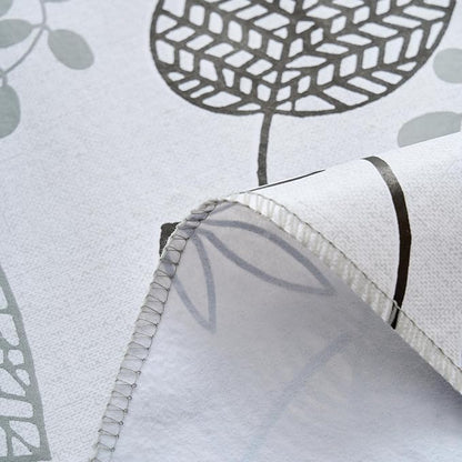 LIBERECOO Monochrome Leaf Whisper Vinyl Tablecloth with Flannel Backing Elegant Black & White Leaf Design Waterproof, Durable, Lightweight 54x72 Inch