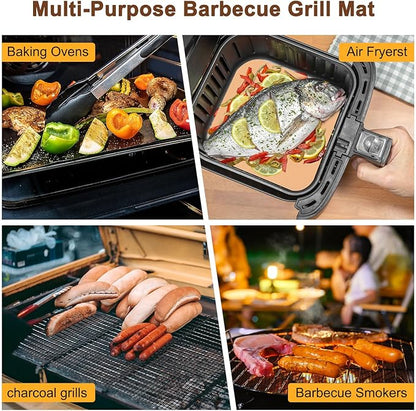 M METERXITY 5-Pack BBQ Mesh Grill Mat 17 X14 Inch, Reusable Nonstick Grilling Mats Sheet Liner for Outdoor Grill/Griddle/Cooking/Baking Mats/Gas Electric Grill/Barbecue Smoker[Black]