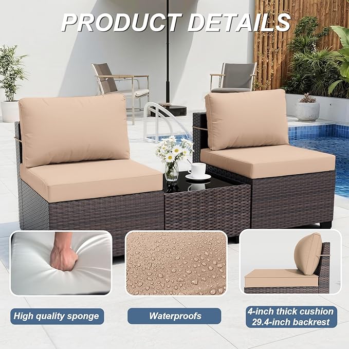 ALAULM Patio Furniture Set with 2 Swivel Chairs, Outdoor Sectional with 55000 BTU Fire Pit Table and Wide Seat, 11 Pieces Wicker Rattan Conversation Set with Coffee Table for Garden, Deck, Sand