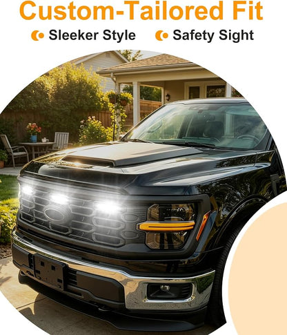 LED Grill Lights for Ford F150 2024-2026 Accessories XL Only, White | Direct-Snap F150 Front Grille Marker Lights, OEM-Style Fit, IP68 Waterproof, Raptor-Style Front-End Upgrade, Off-Road Ready
