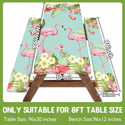 Picnic Table Cover with Bench Covers Tablecloth Glamping Essentials Travel Vacation Table Cloth Outdoor Cool Fun Unique Ideas Gifts for Camper Camping Lovers RV Owner Family Couple Women Female Mom