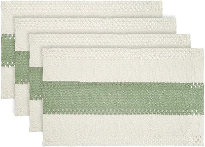 Artoid Mode Light Green Farmhouse Rustic Placemats Set of 4,12x18 Inch Seasonal Holiday Hollow Table Mats Party Kitchen Dining Decoration
