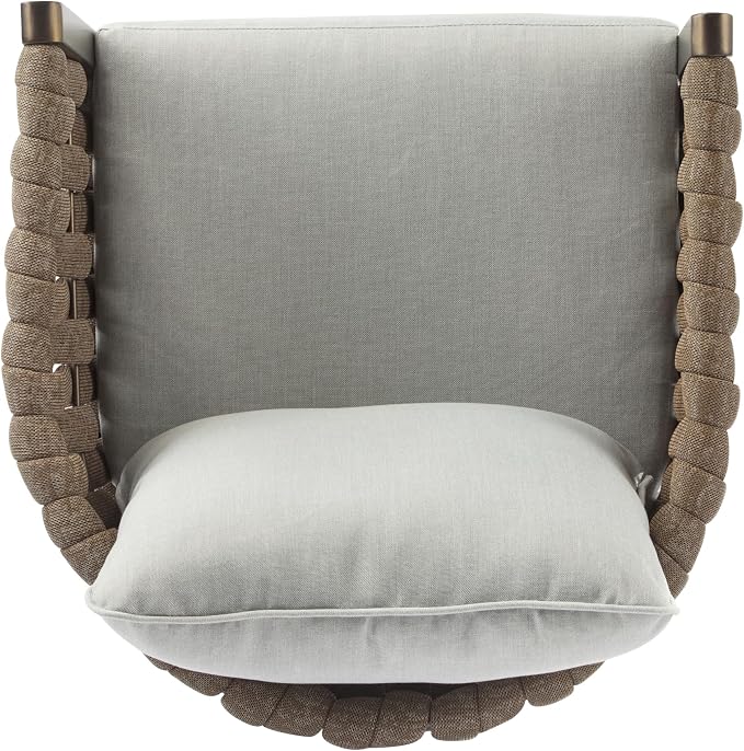 Christopher Knight Home Lena Patio Club Chairs Set of 2, Metal Accent Chairs, Rope Woven Backrest Armchair, Upholstered Cushions Seating, Tub Back Design for Backyard Garden, Brown+Light Gray