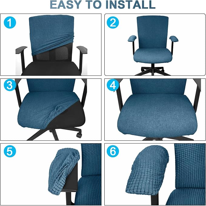 Tallew 4 Pcs Office Chair Covers Stretchable Armrest Seat,XL,Emerald | Universal Fit Office Desk Chairs, Protective Seat Backrest Slipcovers, Stretchable Prevent Wear, Easy Install for Rotating