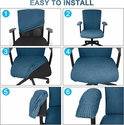 Tallew 4 Pcs Office Chair Covers Stretchable Armrest Seat,XL,Emerald | Universal Fit Office Desk Chairs, Protective Seat Backrest Slipcovers, Stretchable Prevent Wear, Easy Install for Rotating