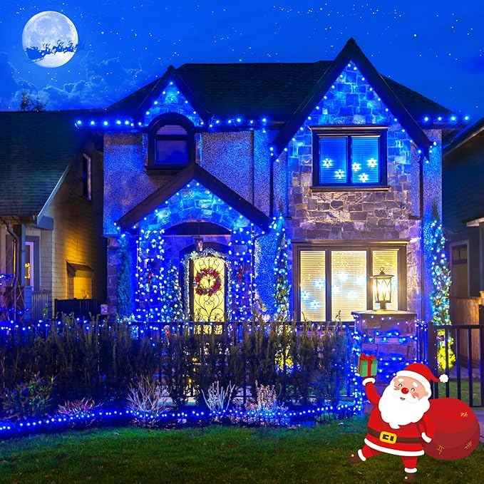 JMEXSUSS 2 Pack Solar String Lights Outdoor Waterproof, Total 66 FT 200 LED Solar Christmas Lights Outdoor, Twinkle Light for Christmas Tree Outside Garden Yard Xmas Decor, Blue