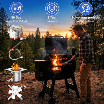 Auger Motor,Grill Induction Fan Kit,Fire Burn Pot and Hot Rod Ignitor,Traeger Parts Replacement Traeger Grill Parts for Pit Boss Grill Parts and Auger Motor for Traeger Grill,Traeger Fan Ignitor Kit