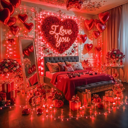 cshare String Lights Outdoor Waterproof 9.8ft 30 LED, Red Fairy Lights Battery Operated with Timer Clear Wire for Indoor & Outdoor Christmas Vanlentines Decorations Garland Party Garden