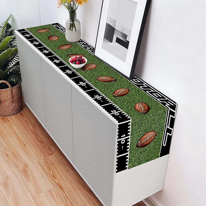 Football Table Runner,Dining Decor for Kitchen Coffee Table Family Dinners Holiday Parties Wedding Events Decor(13x72 inch)
