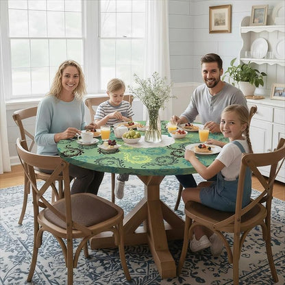 opstellen Fitted Round Tablecloth Non Slip Table Cloth Vinyl Inside Outside Circle Cover for 36-44" Tables Dining Kitchen Family Festival Kit Gifts Summer Fall Patio Picnic Glamping Vacation Equipment
