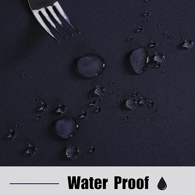 Fitable Outdoor and Indoor Tablecloth, Navy, 60 Inches Round | Washable Waterproof Wrinkle Free Table Cover, Zipper and Umbrella Hole, For Spring Summer Party Picnic Camping Patio