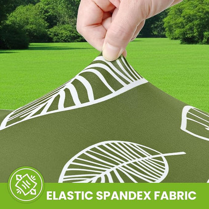 Smiry Spandex Fitted Tablecloth for 4 Foot Rectangle Tables, Washable Picnic Table Cover with Elastic, Stretch Reusable Table Cloth for Outdoor, Camping, Dining & Kitchen (Line Leaf, 30"x48")