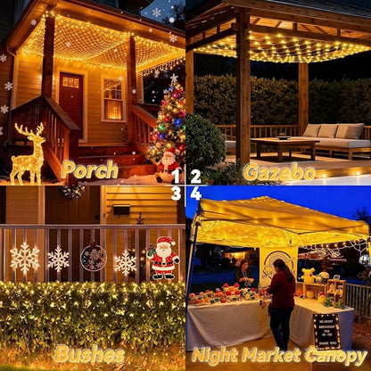 LitHome 10 x 10FT Gazebo Net Lights Outdoor, 200 LED Gazebo Lighting Waterproof, 8 Modes Connectable Christmas Net Lights with Timer, Warm White Mesh Light Plug in for Bushes, Pergolas, Backyard Decor