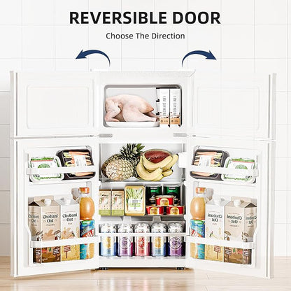 Antarctic Star Compact Mini Fridge with Freezer,Double Door with Adjustable Thermostat,Small Fridge Removable Shelves for Dorm/Office,2.5 Cu.Ft,WHITE