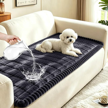 Leakproof Couch Cover for Dogs, Non Slip Washable Sofa Protector | Stain-Resistant Window Seat Cushions Chair Mat Car Seat Cover for Kids Pets (DarkGray 27.6" x 70.9")