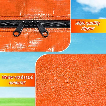 6 Pcs 66 Gallon Extra Large Moving Bags Heavy Duty Storage Bag with Strong Zipper Handle Foldable XXL Jumbo Storage Tote Packing Moving Box for College Dorm Travel Cloth Duffle (Orange)