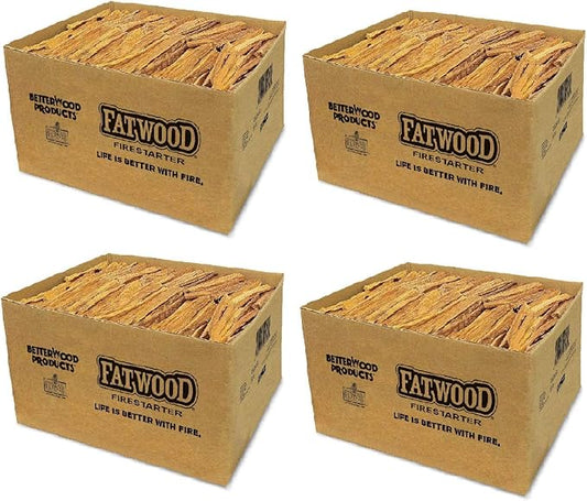 Betterwood Natural Hand Split Fatwood Firestarter; Campfire, BBQ, or Pellet Stove; Non-Toxic and Water Resistant, 25 Lbs